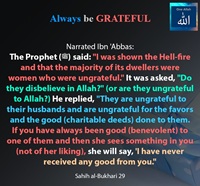 Majority of dwellers were women in Hell-fire - Sahih al Bukhari 29